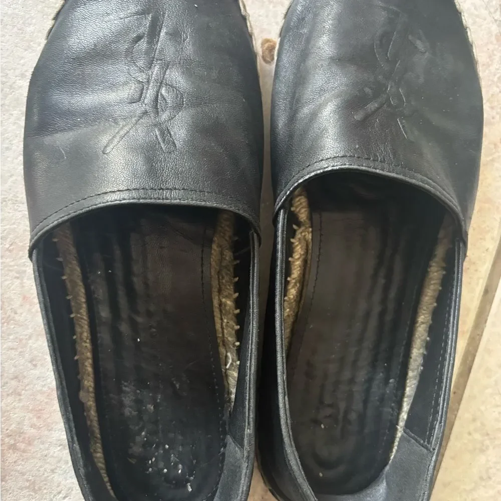 ysl logo flats SAINT LAURENT Lambskin Monogram Espadrilles wedges driving shoes